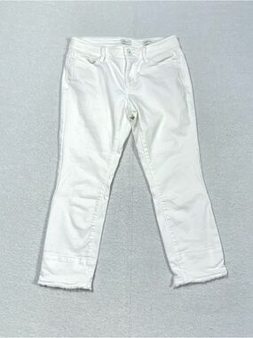 J Jill Authentic Fit Cropped Jeans Womens 2P White Raw Hem Low Rise Casual Denim